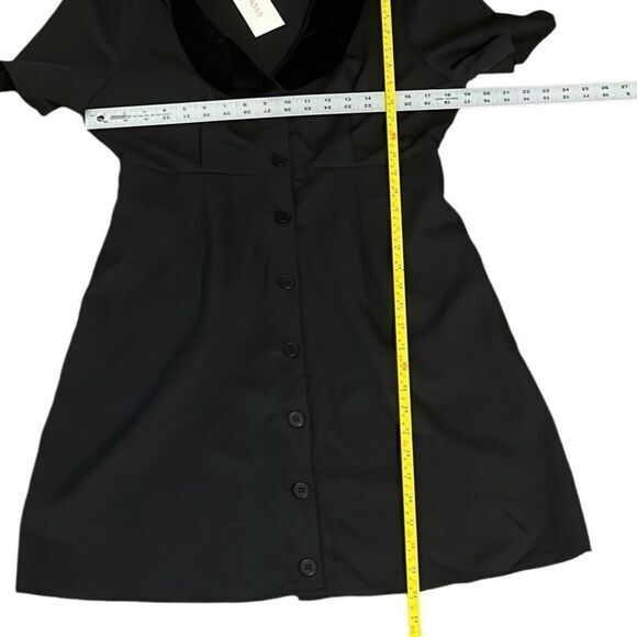 Rihoas The Black Mini Dress Size Large Velvet Lapel‎ Cap Sleeve Button-up NWT - Picture 6 of 8